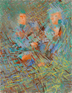 Two persons and some oranges